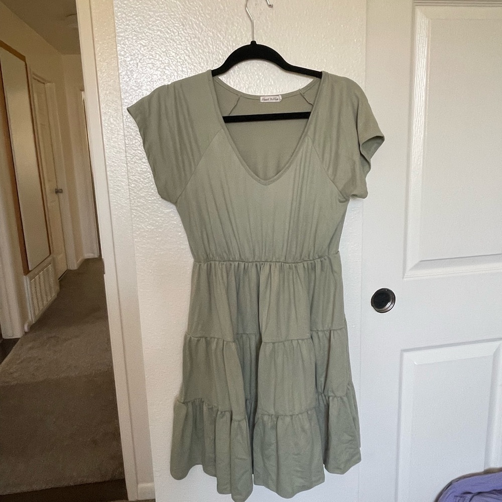 Sage ruffle dress